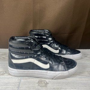 Vans Sk8-Hi Black Leather Womens Shoe Skateboarding Sneaker Size 7